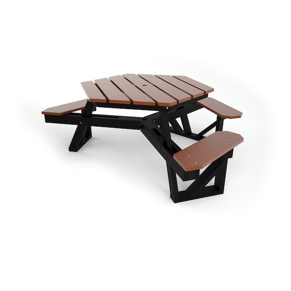 Brown 6' ADA HEX Table with Black Frame